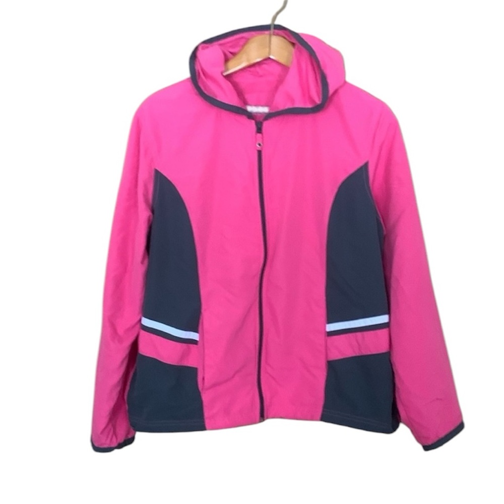 2 Piece THREE HEARTS Jacket and Pants pink full zip wind breaker lined Sz Lg